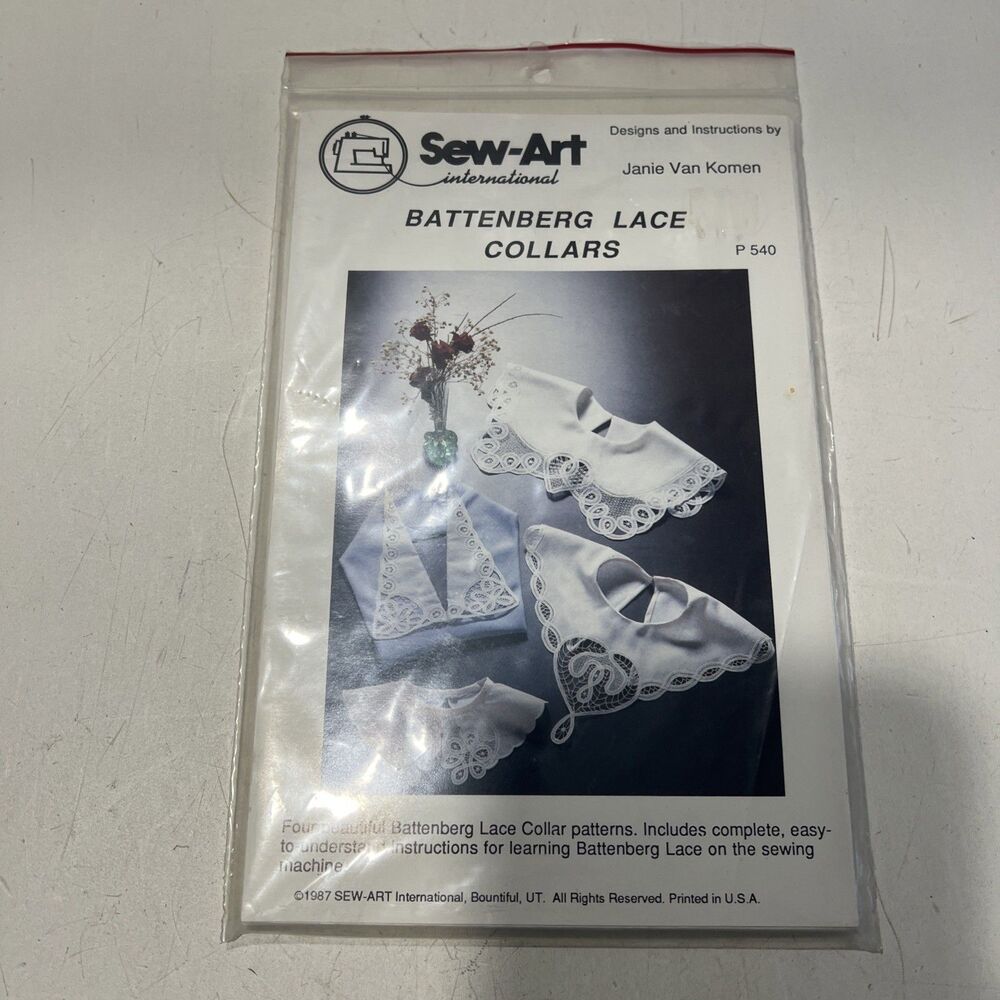 Sew-Art︱Batteberg Lace Collars︱ P 540︱Janie Van Komen︱1987︱Patterns w/ Instructi